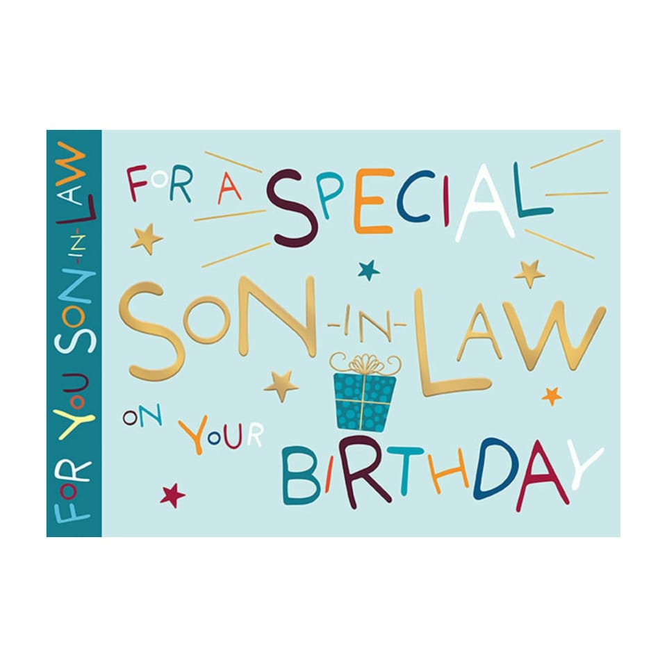 image 1 of Words 'n' Wishes Birthday Card for Son in Law, Foiled Letters, Multicoloured, 22 x 15.8 cms
