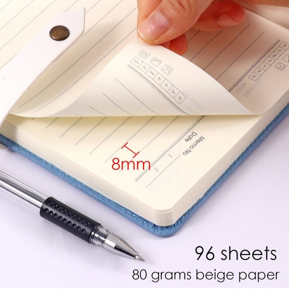image 1 of Single B5 96 Sheets Ruled PU Leather Hardcover Notebook with Button Closure