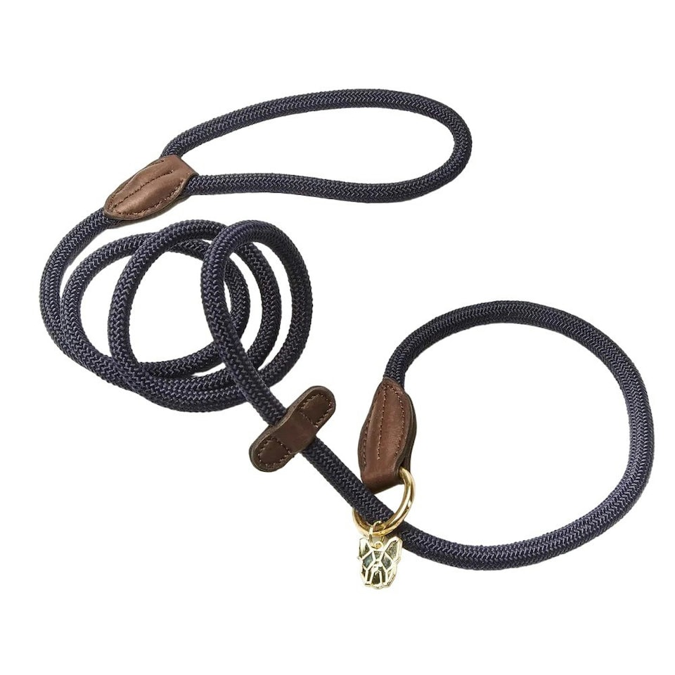 Digby & Fox Leather Dog Slip Lead - Navy - One Size