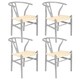 image 1 of Nicholas Winter Beech Wooden Scandi Danish Style Dining Chairs - Grey - Set of 4 - Solid Wood Chair Armchair Dining Chair Club Chair Side Chair Grey