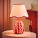 image 3 of ValueLights Katy Pink & Red Wiggle Stripe Table Lamp Scallop Shade | Red