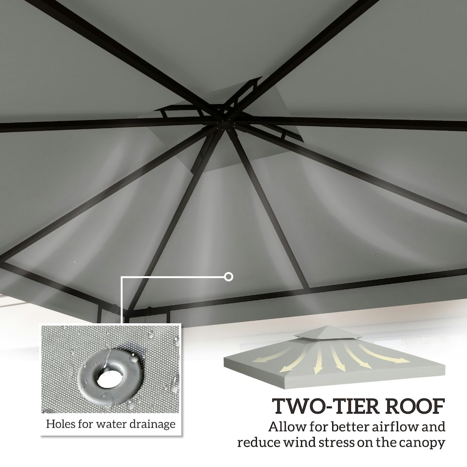 image 1 of Outsunny 3m 2 Tier Garden Gazebo Top Cover Replacement Canopy Roof