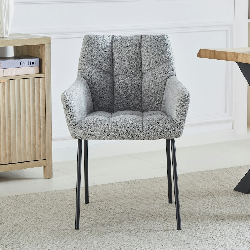 image 1 of Set of 2 Maranello Fabric Dining Chairs - Light Grey