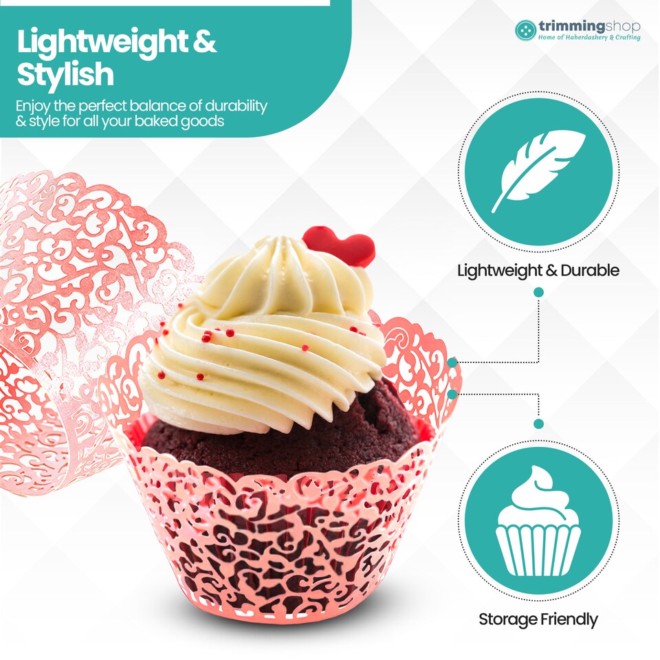 image 1 of Cupcake Wrappers Laser Cut Floral Design Paper Cup Holders - 25pcs