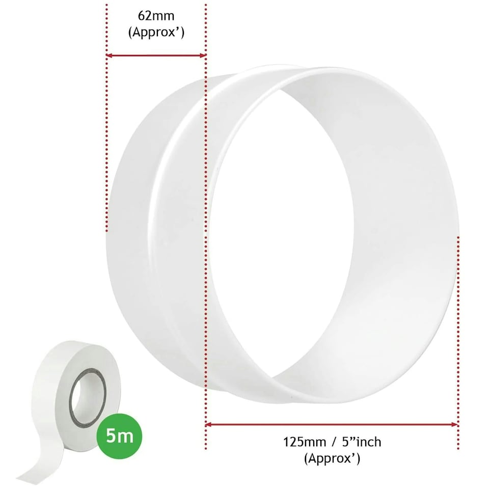 image 1 of SPARES2GO Hose Pipe PVC Duct Extension Kit compatible with Black + Decker Air Conditioner (6m, 5") | White