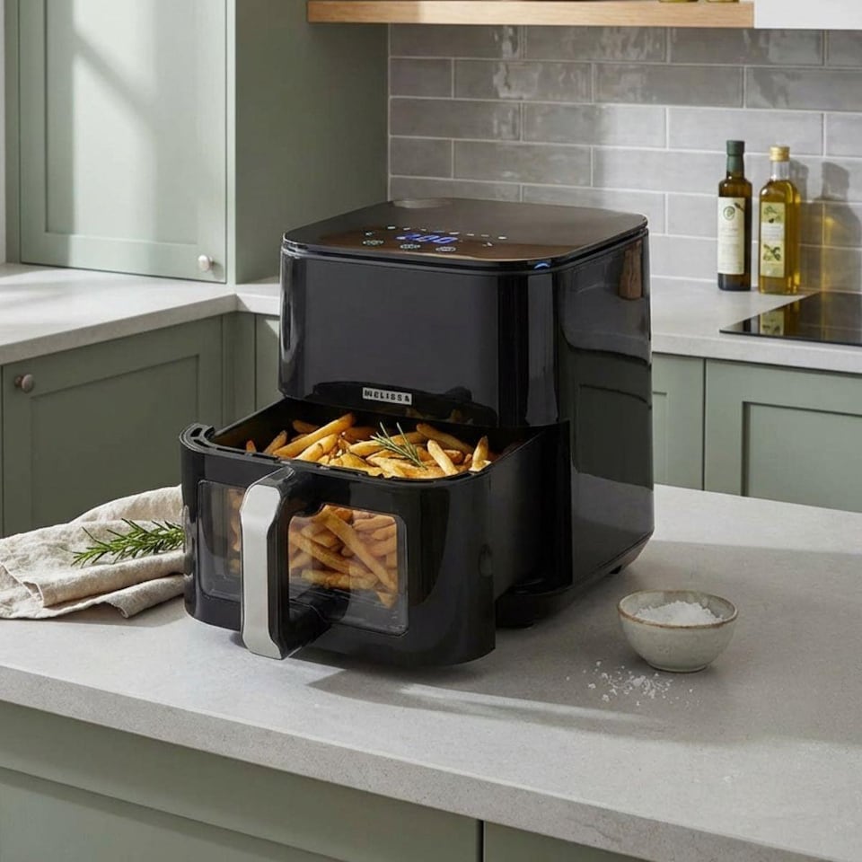 image 1 of Digital Hot Air Fryer XL, 5L Large Capacity Oil Free Cooker with Viewing Window, 8 Cooking Presets, 60 Minute Timer and Touch Screen Control - Black
