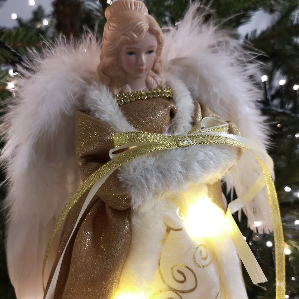 image 1 of 30cm Premier Gold Angel Lit Tree Topper With Warm White LEDs