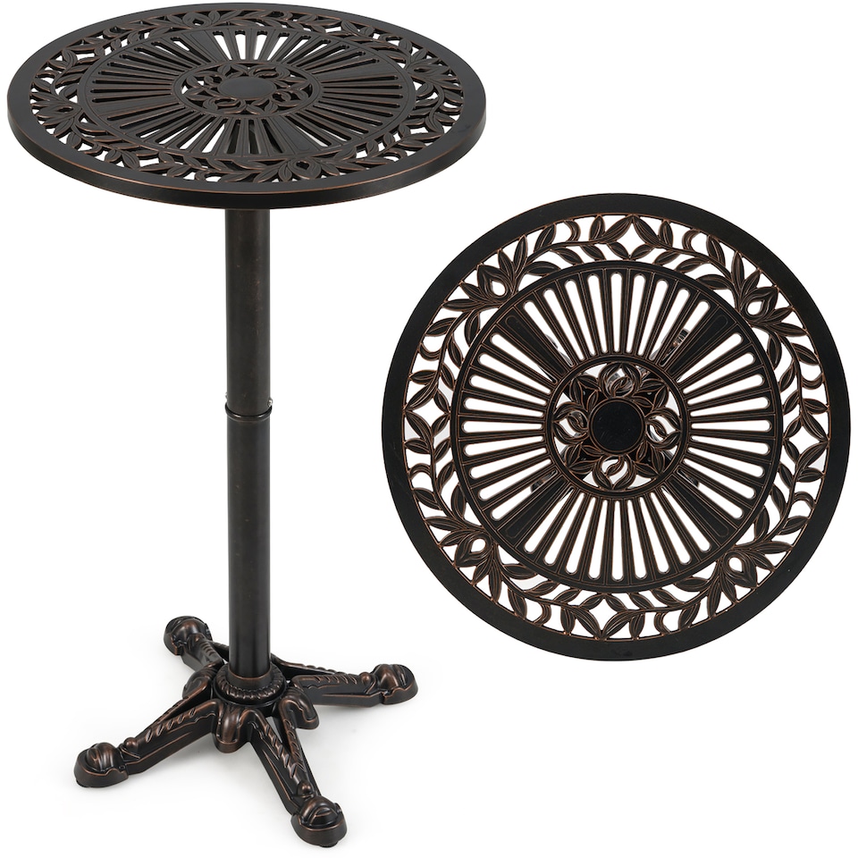 image 1 of COSTWAY 61cm Patio Round Bar Table High Top Table | Brown