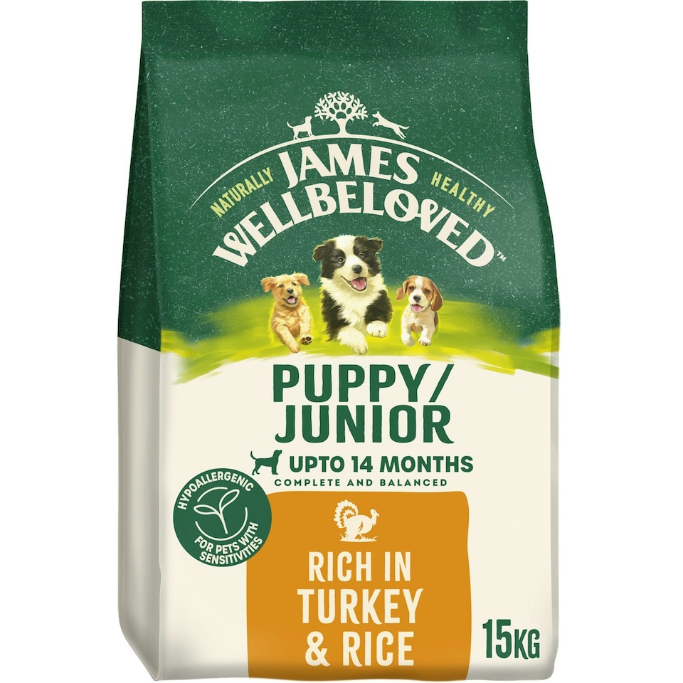 image 1 of James Wellbeloved Puppy/Junior Dry Dog Food Rich in Turkey & Rice 15kg