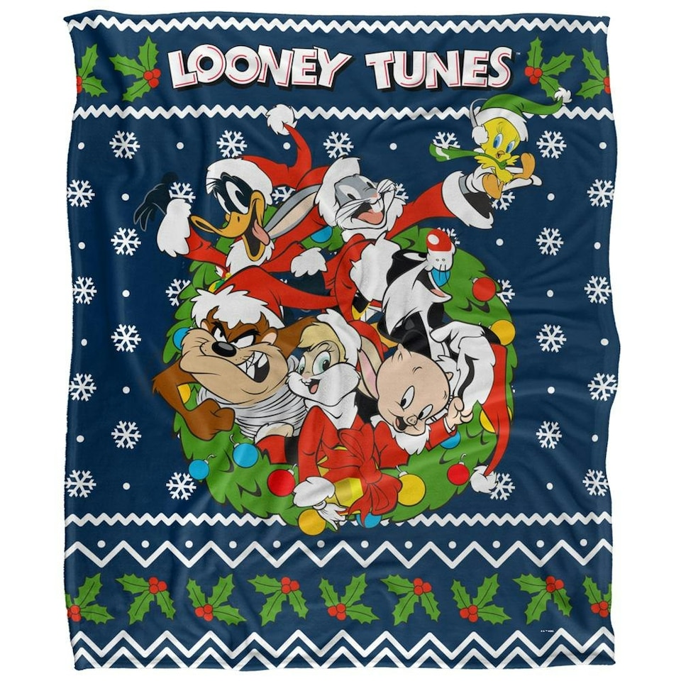 image 1 of Looney Tunes Group Shot Christmas Blanket - Multicoloured - One Size