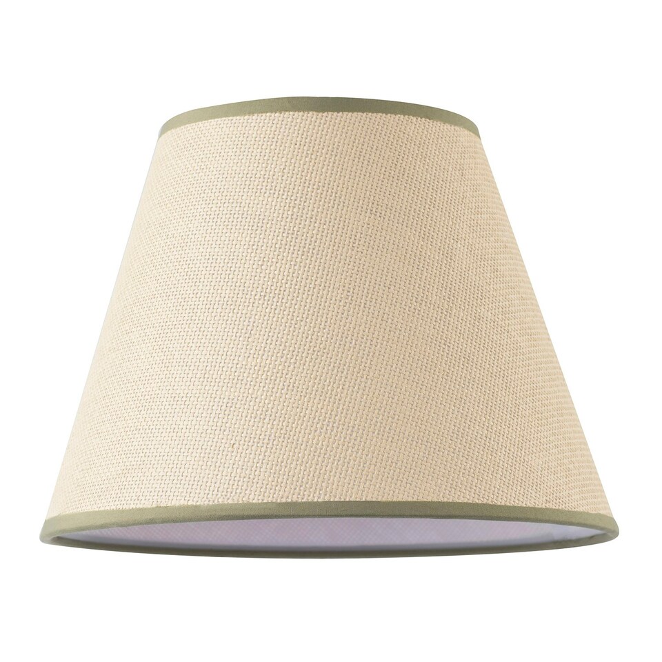 image 1 of Classic Rattan Tweed Lamp Shade with Olive Green Cotton Fabric Trims Green