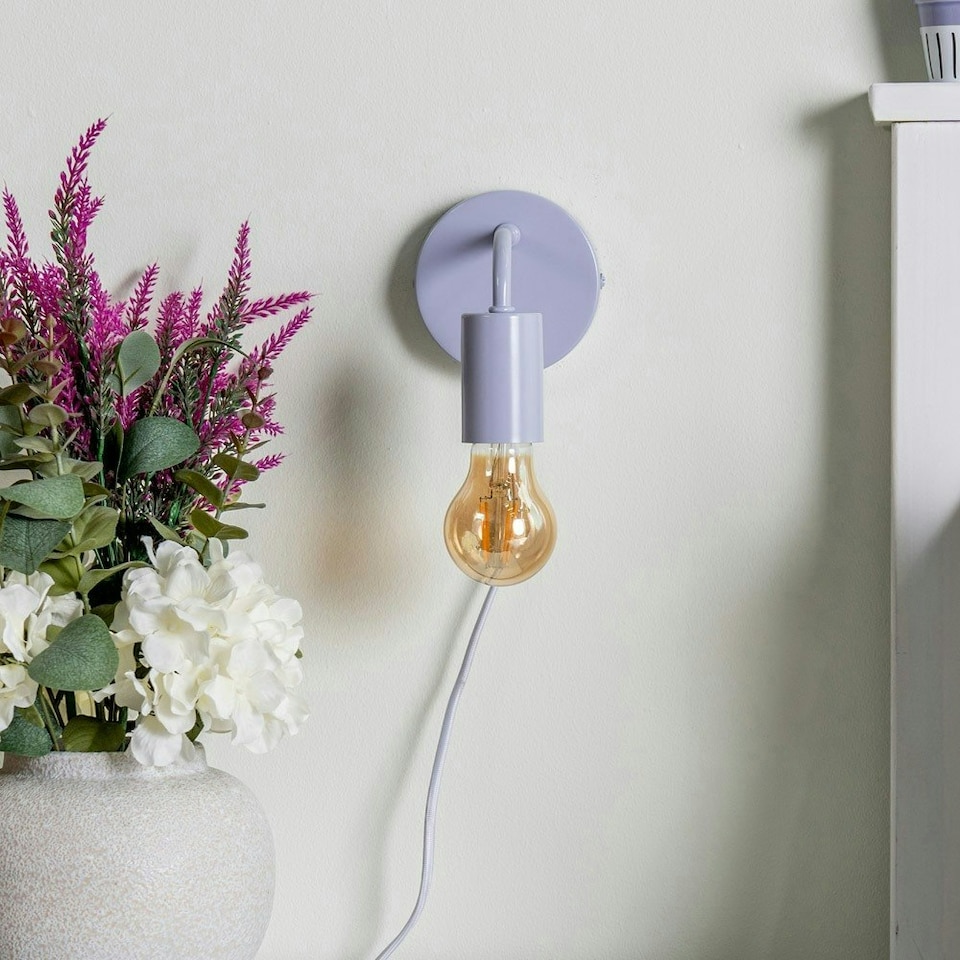 image 1 of ValueLights Jordy Plug in Colour Pop Lilac Wall Light