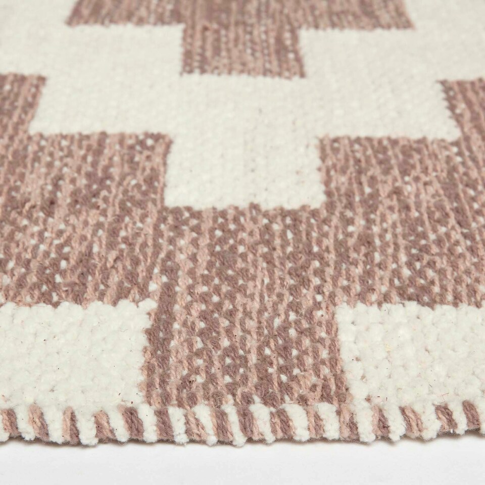 image 1 of Homescapes Malina Brown and Natural Kilim Runner Cotton Rug - 66 x 200 cm