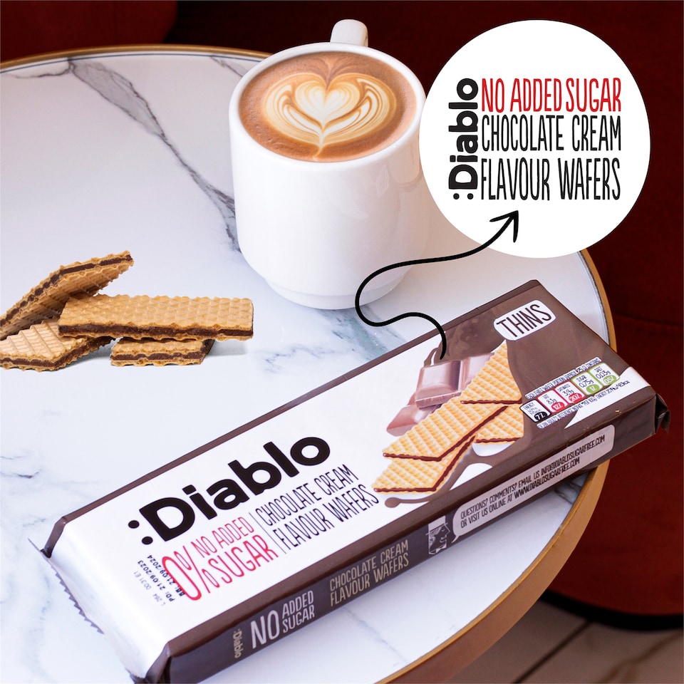 image 1 of Diablo No Added Sugar Chocolate Cream Wafer Thins 150g 4 Pack