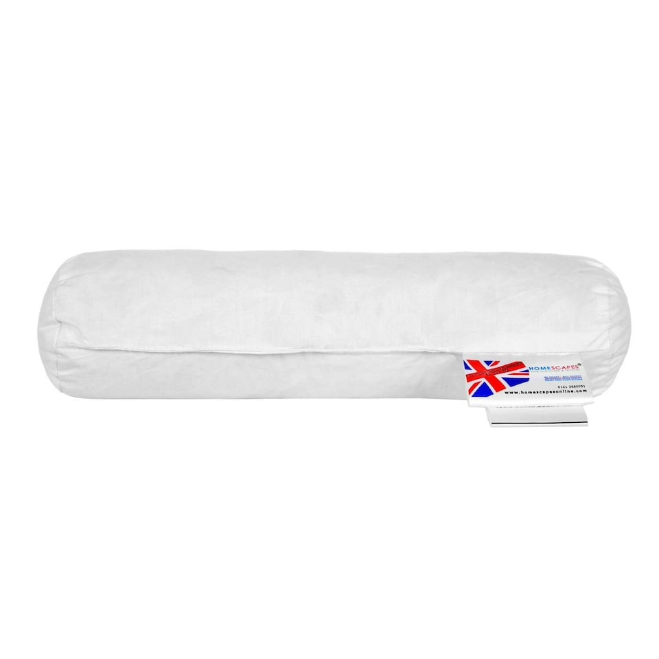 image 1 of Homescapes Luxury Duck Feather Bolster Cushion Insert Inner 30 x 9 cm (12 x 3.5 inches) | White | 30 x 9 cm (12 x 3.5")