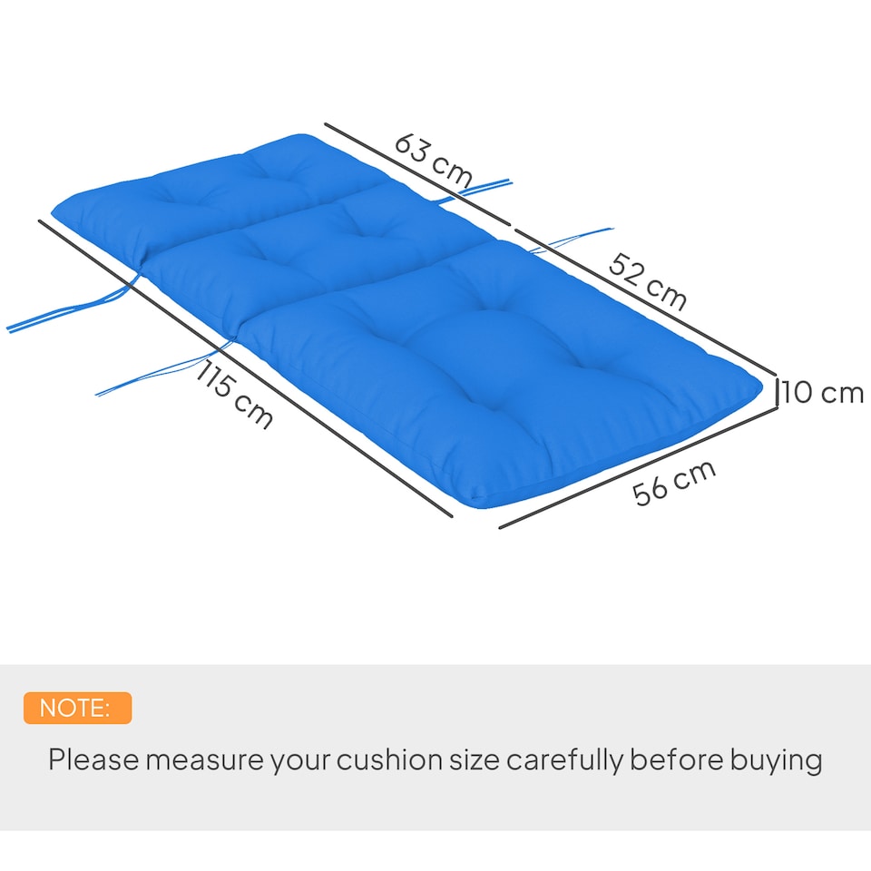 image 1 of Outsunny Adirondack Chair Cushion Rocking Chair Cushion w/ Ties, Blue | Blue | Blue | 1