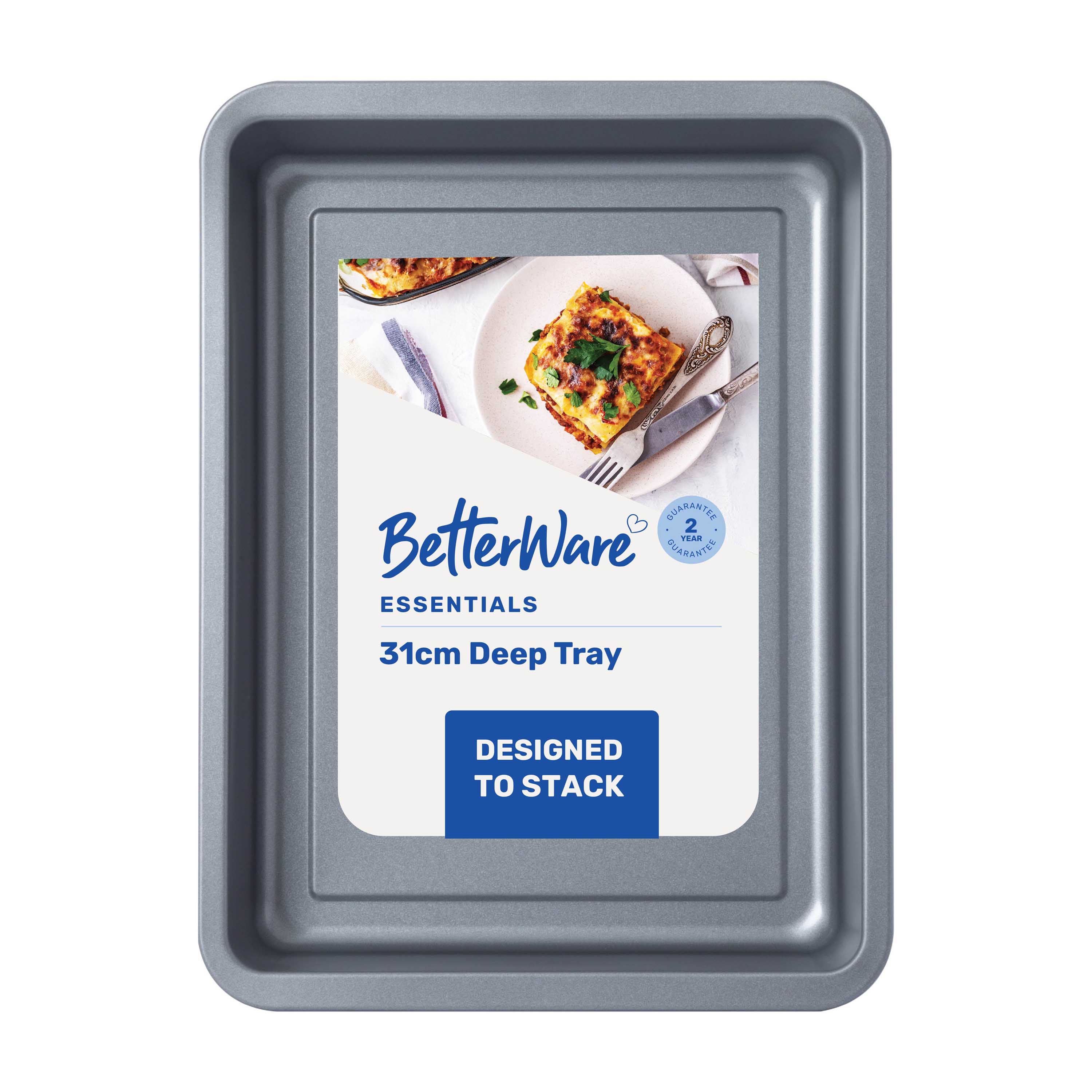 Betterware Essentials 31cm Non-Stick Deep Tray in Silver
