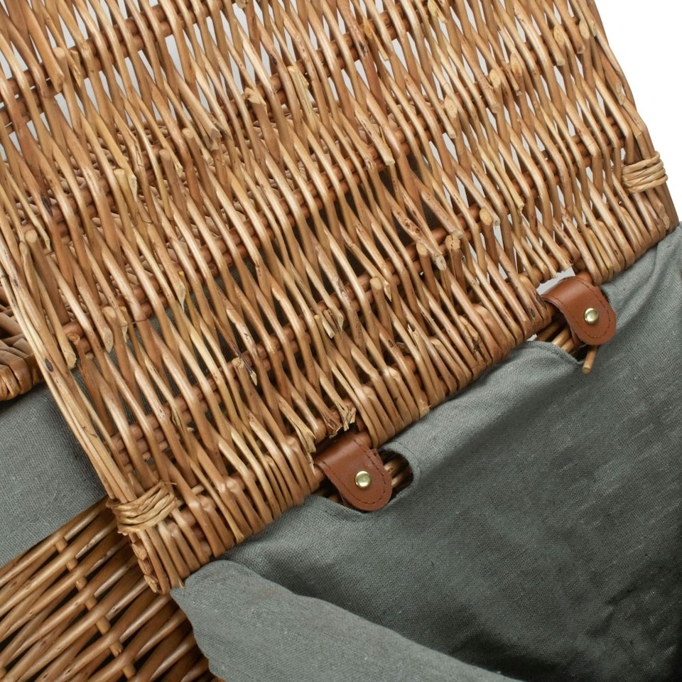 image 1 of Light Steamed Small Square Laundry Basket with Grey Sage Lining | Grey | Grey