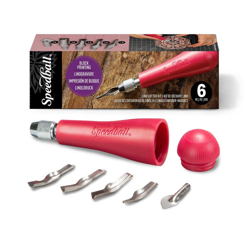 #1 Lino Cutter Assortment Boxed (Lino handle, 1 each of Cutters #1, #2, #3, #5, #6)