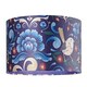 image 2 of Vivid Floral Midnight Blue Satin Fabric 12" Drum Lamp Shade with Bird Decoration