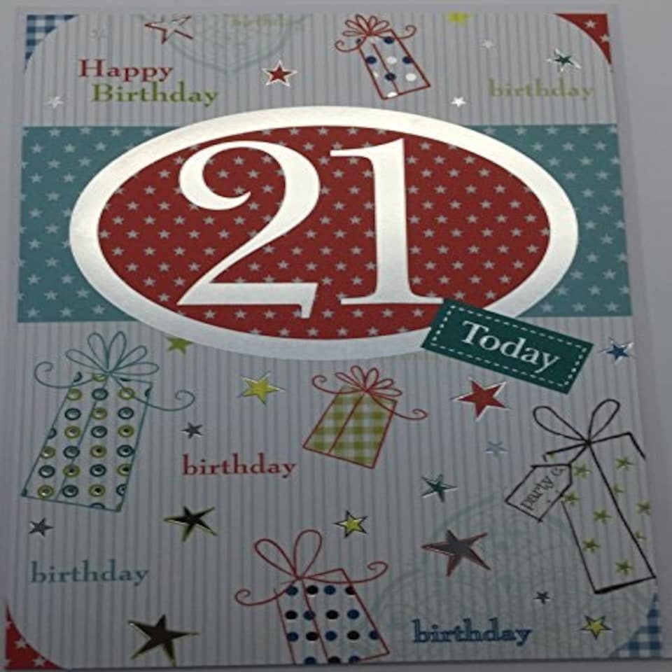 image 1 of 21st Birthday Card Embossed Design