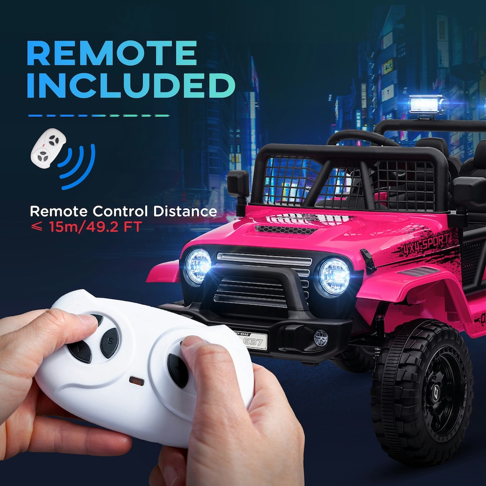 image 1 of AIYAPLAY Kids Ride On Car, 12V Electric Truck w/ Suspension, Pink
