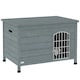 image 1 of PawHut Wooden Dog House, Dog Kennel w/ Removable Bottom, Dark Grey