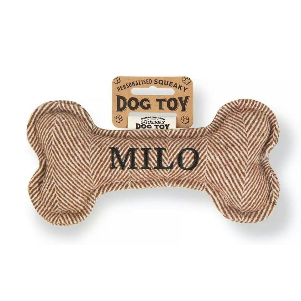 image 1 of History & Heraldry Pre-Personalised Squeaky Bone Dog Toy - Milo