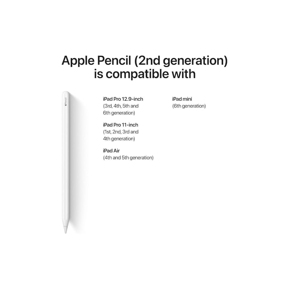 image 1 of Apple Pencil (2nd Generation) - Wireless Magnetic Charging, Pressure and Tilt Sensitive Stylus