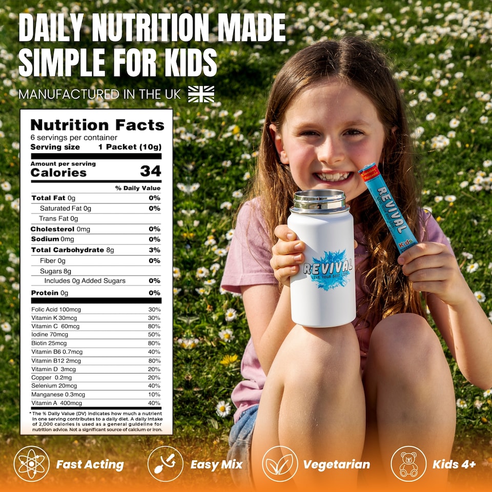 image 1 of Revival KIDS - Daily Multi-Vitamin & Electrolyte Drink - Orange & Pineapple 30 pack