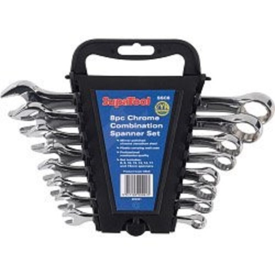 SupaTool Chrome Combination Spanner Set (8 Pieces) - Chrome - One Size