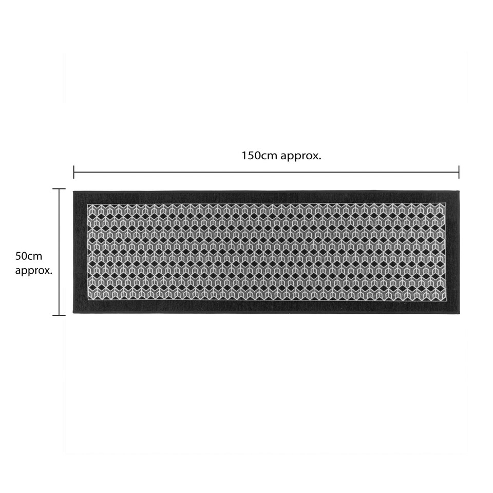 image 1 of JVL Allure Machine Washable Entrance Runner Doormat, 50x150cm - Black