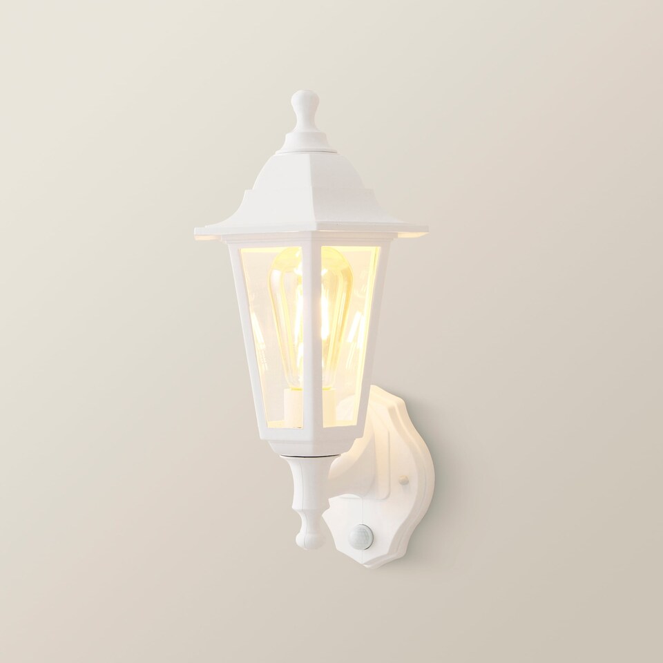 image 1 of ValueLights White Outdoor Garden Wired Security Lantern Wall Light