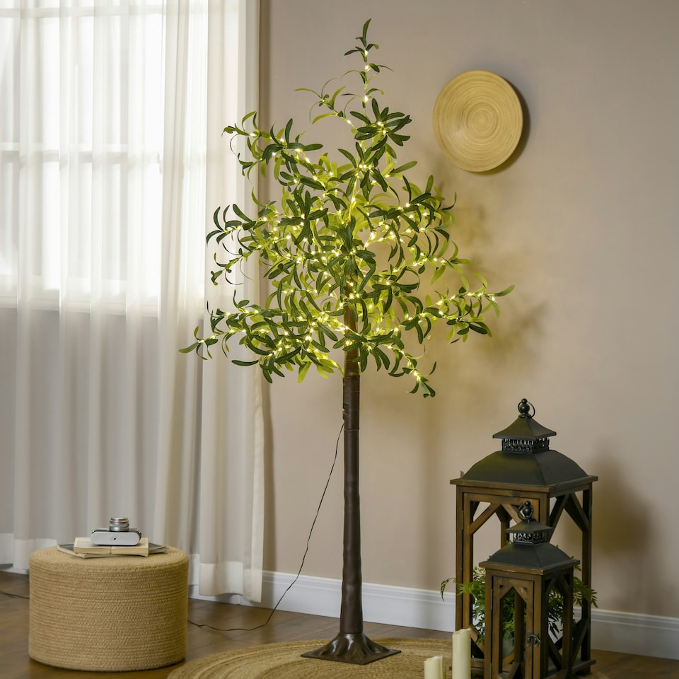 image 1 of HOMCOM 180cm Olive Tree Light w/ 300 Warm White LED Lights Artificial Tree