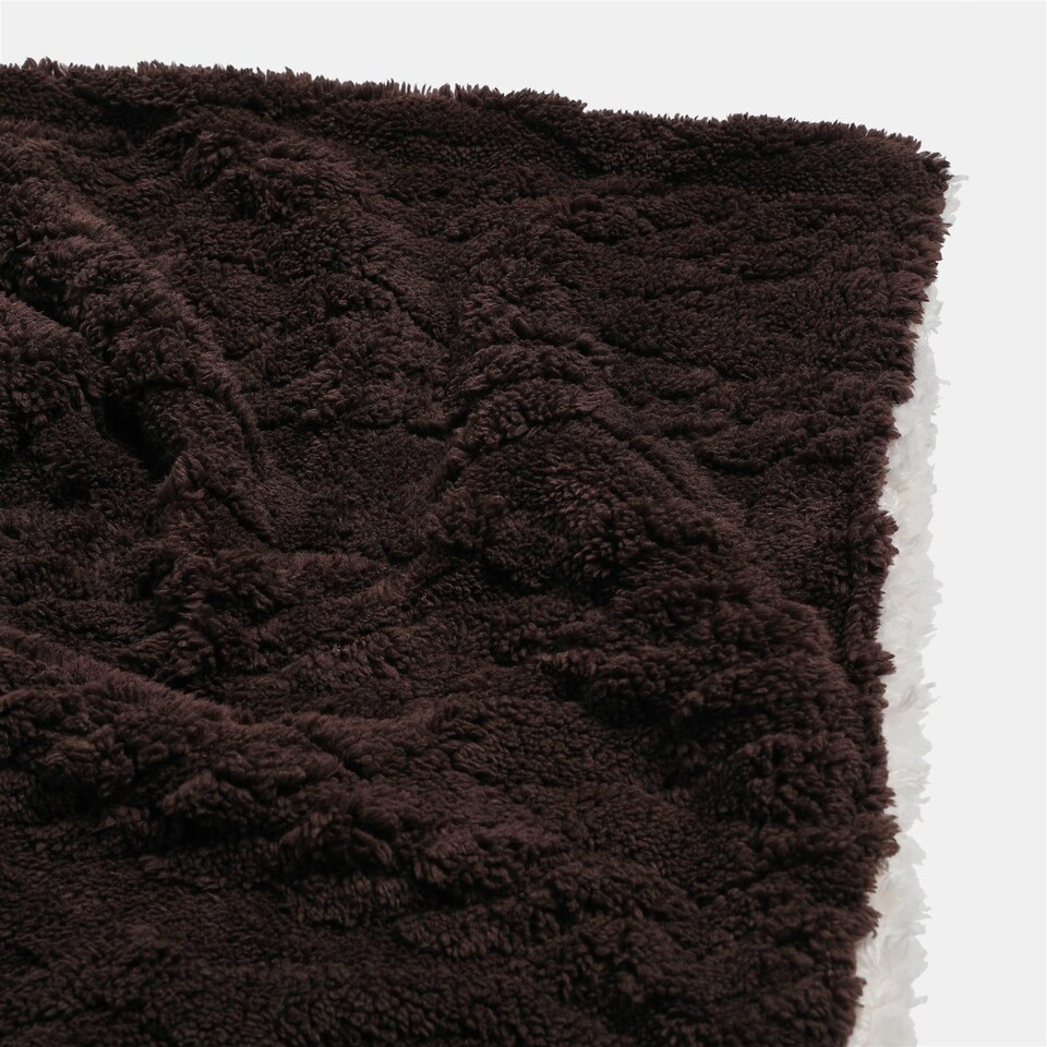 image 1 of OHS Cable Knit Sherpa Throw Soft Fleece Lined Sofa Bed Blanket