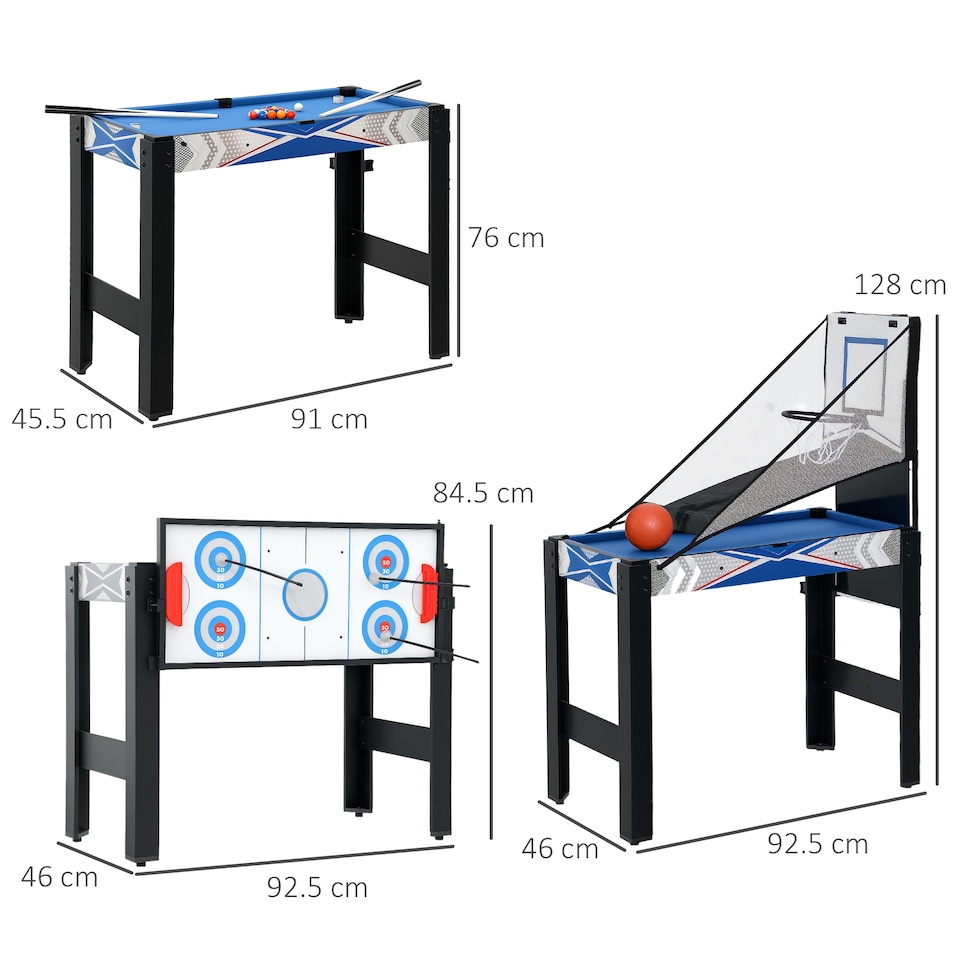image 1 of SPORTNOW 5-in-1 Multi Games Table, Mini Combo Sports Game Table, Blue