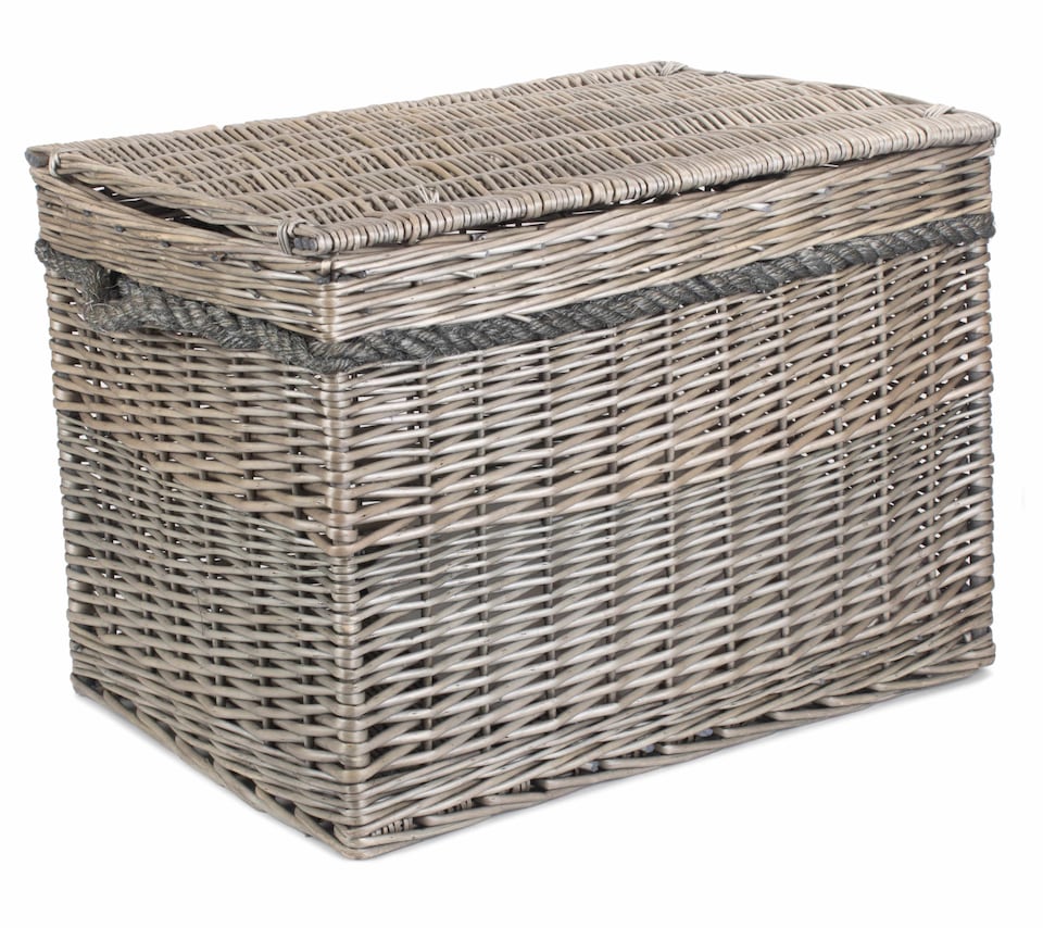 image 1 of 58cm Unlined Antique Wash Wicker Storage Basket | Brown | Brown | One Size