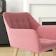 image 8 of HOMCOM Velvet-Feel Accent Chair with Arms Slanted Back Wood Legs Pink