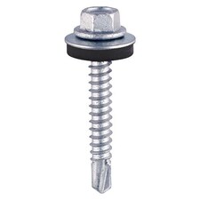 Timco - Self-Drilling Screws - Hex - For Light Section Steel - Zinc - with EPDM Washer (Size 5.5 x 38 - 100 Pieces)