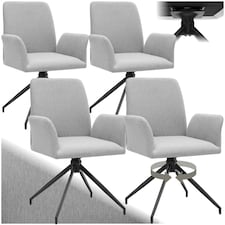 Swivel Chair Daya - upholstered, robust fabric, 55.5 x 58 x 87 cm - Set of 4 Grey | Light Grey