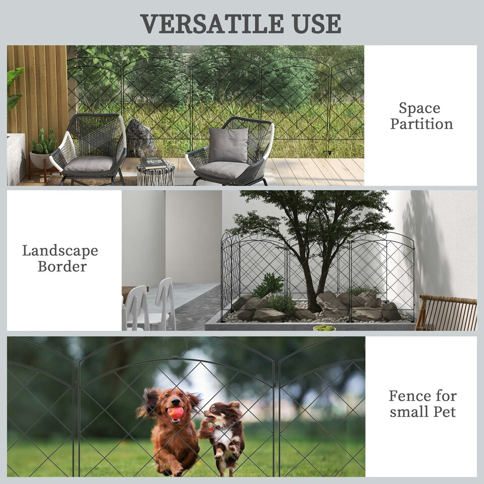 image 1 of Outsunny 4PCs Decorative Garden Fencing 43in x 11.4ft Steel Border Edging