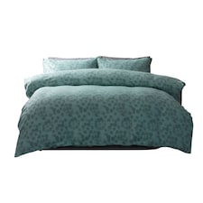 Belledorm Flora Jacquard Duvet Cover Set - Duck Egg Blue - Superking