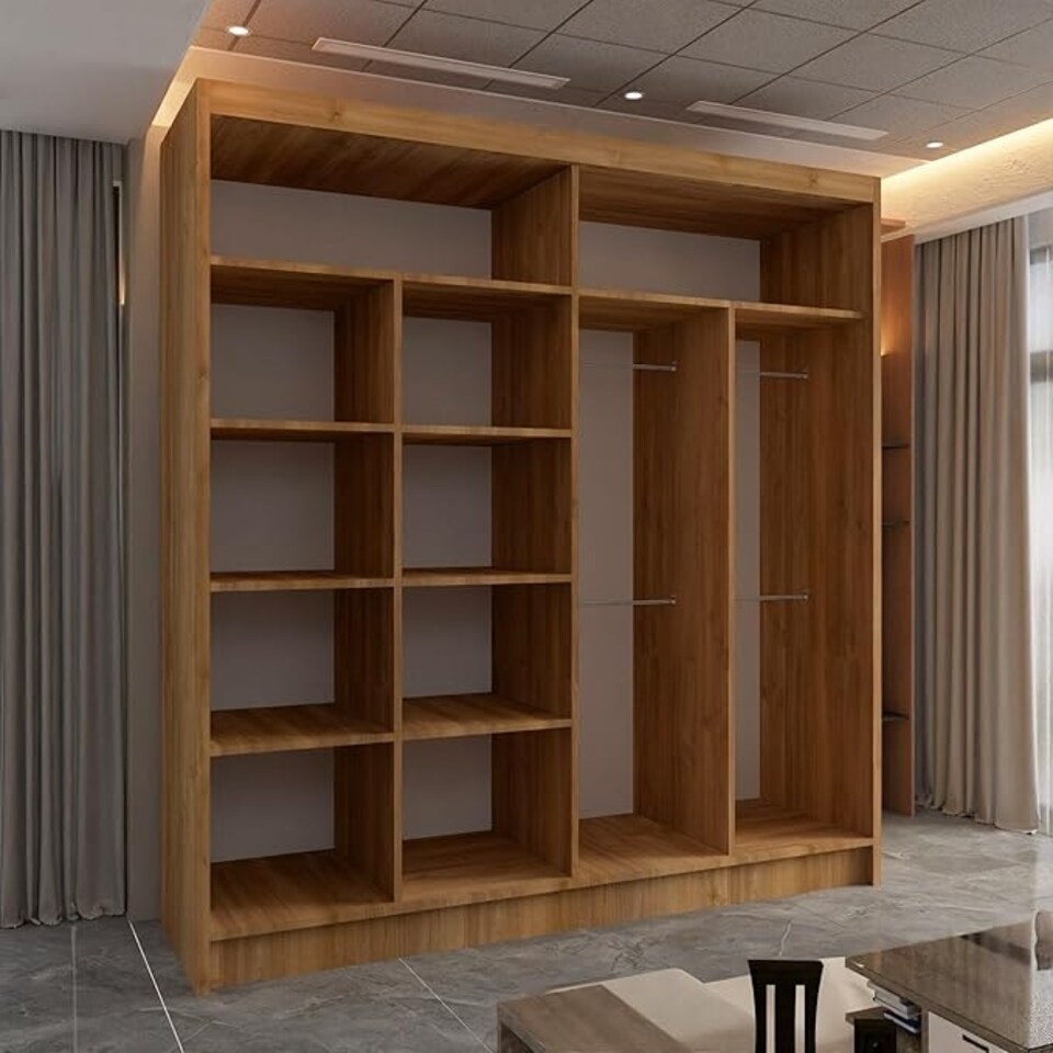 image 1 of Modern Sliding Mirror Wardrobe 150/203cm White/Black/Grey/Walnut Brown | 203cm