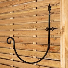 Tom Chambers Heavy Duty Handcrafted Metal 38cm Black Wall Bracket Hook For Garden Hanging Basket Bird Feeder | Black | Black