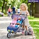 image 3 of BiBi Doll 3 Wheeler Twin Dolls Blue Pushchair Toy with Canopy & Basket For Up To 20" Dolls