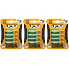 3x JCB AA 1200mAh Rechargeable Batteries - Pack of 4 | Multi | AA | 4
