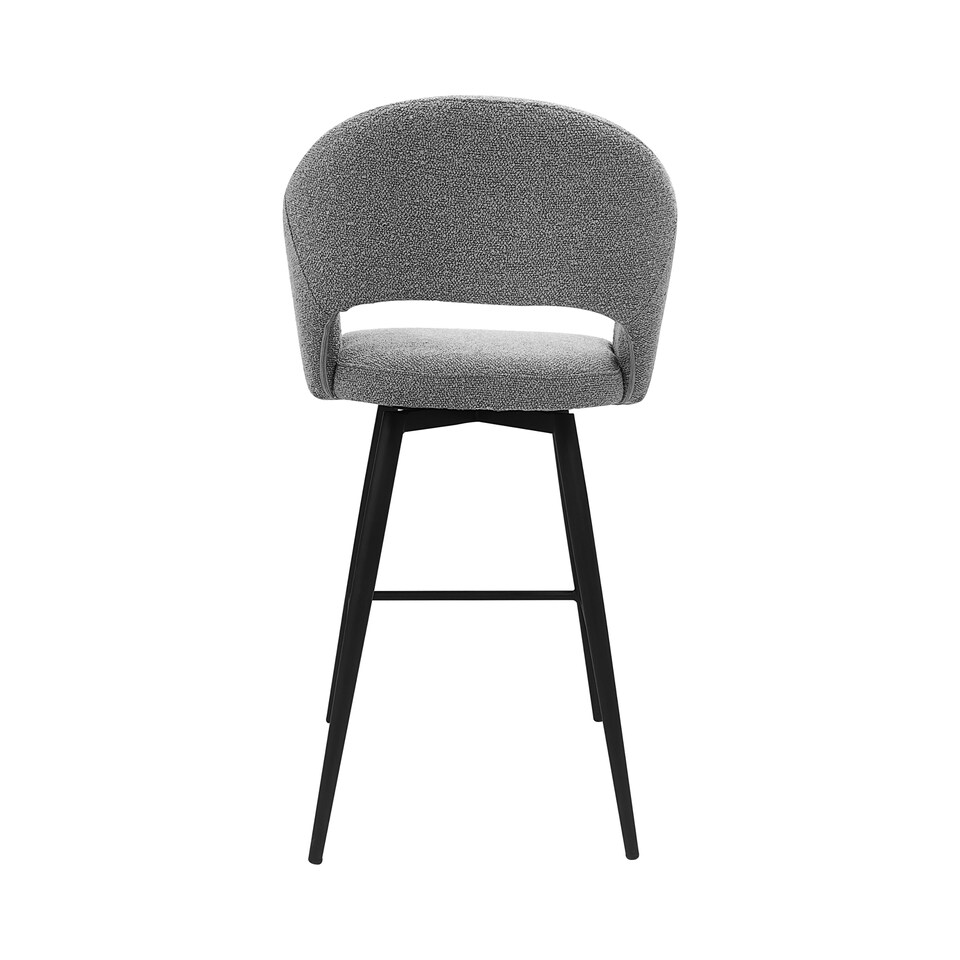 image 1 of Bentley Designs - Sterling 180° Return Swivel Barstool With Black Sand Powder Coated Legs - Grey Fabric (Single)