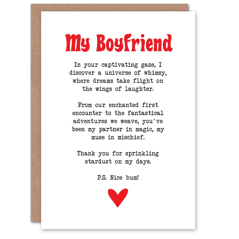 image 1 of Greeting Card Love Poem Whimsy Magic Boyfriend Romantic Poetry