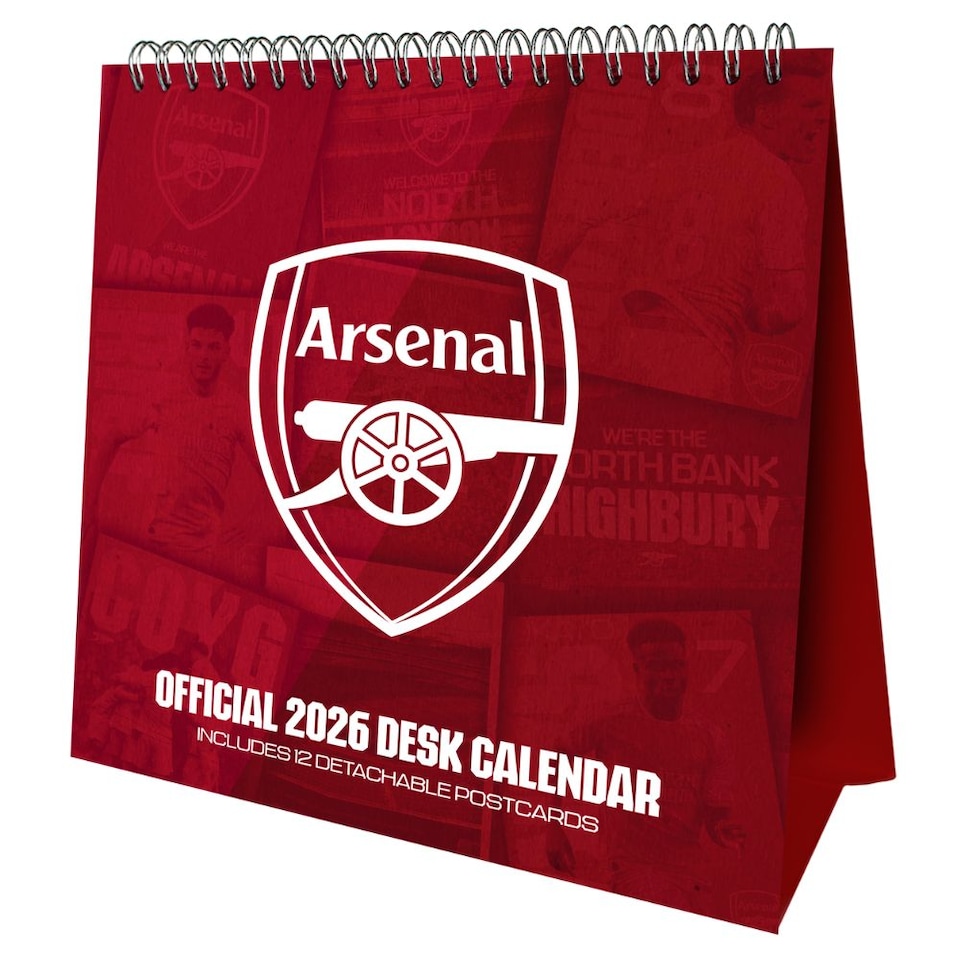 ARSENAL FC 2026 POSTCARD DESK EASEL CALENDAR
