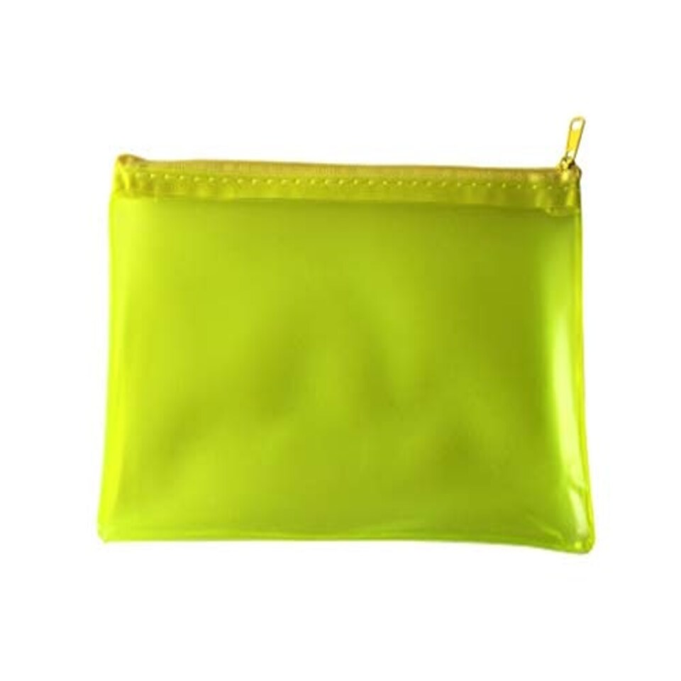 image 1 of 8x5" Frosted Yellow Pencil Case - See Through Exam Clear Translucent
